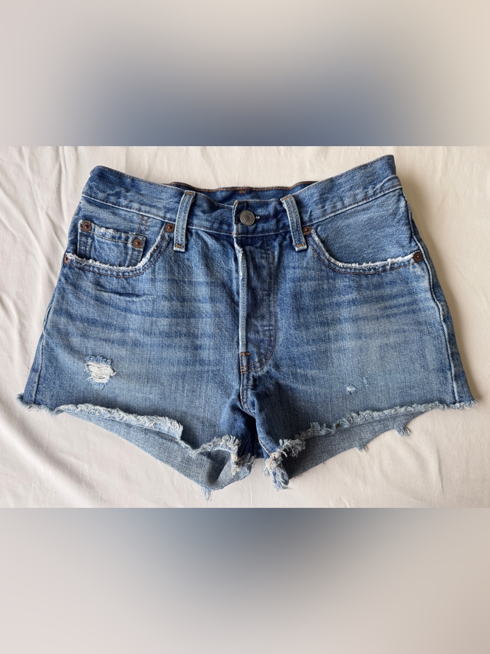 Levi's Blue Distressed Denim Shorts